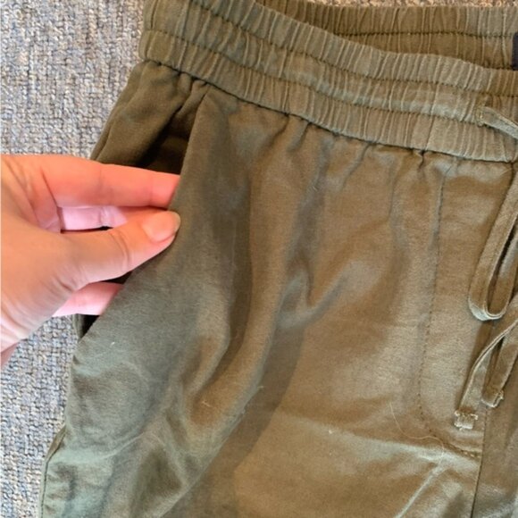 J. CREW FACTORY OLIVE GREEN LINEN DRAWSTRING STRAIGHT ANKLE PANTS - SIZE… - Picture 8 of 14